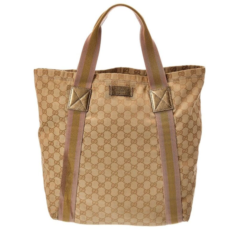 Gucci Beige Canvas Medium Vertical Tote 189669 (Authentic Pre-Loved)